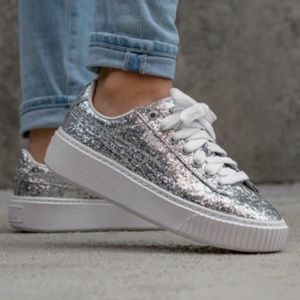 puma silver glitter sneakers